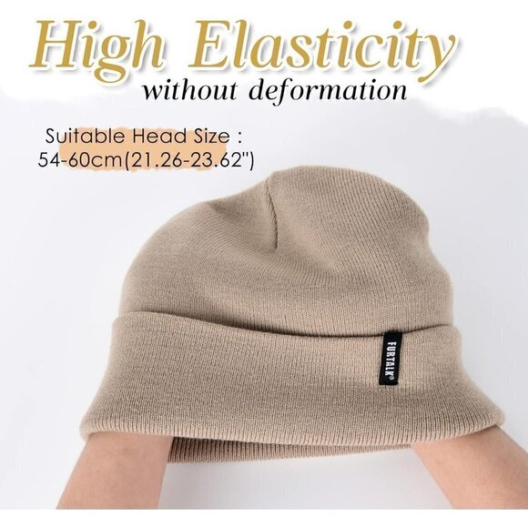 Furtalk Unisex Knit Beanie Acrylic Winter Soft Warm Hats Pull-On Closure - Picture 3 of 8